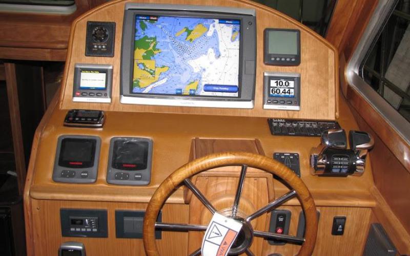 Ships wheel and navigation equipment