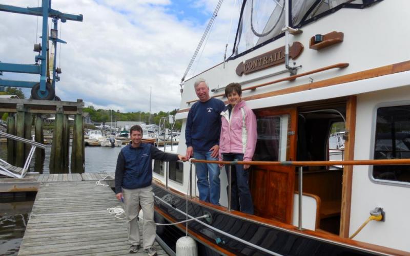 Couple on boat at dock
